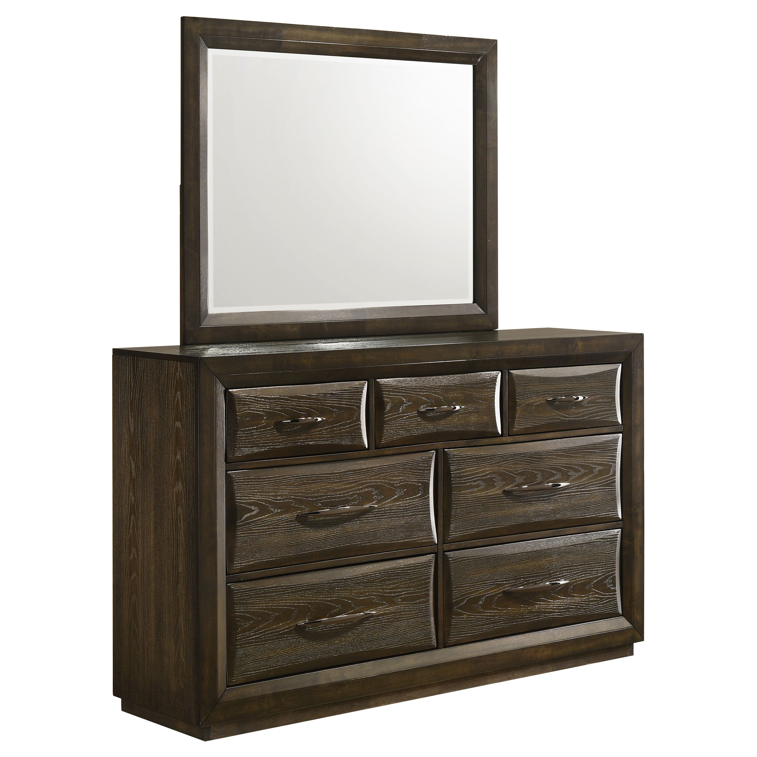 Atlas 7-drawer Bedroom Dresser and Mirror Set Dark Oak — view 1