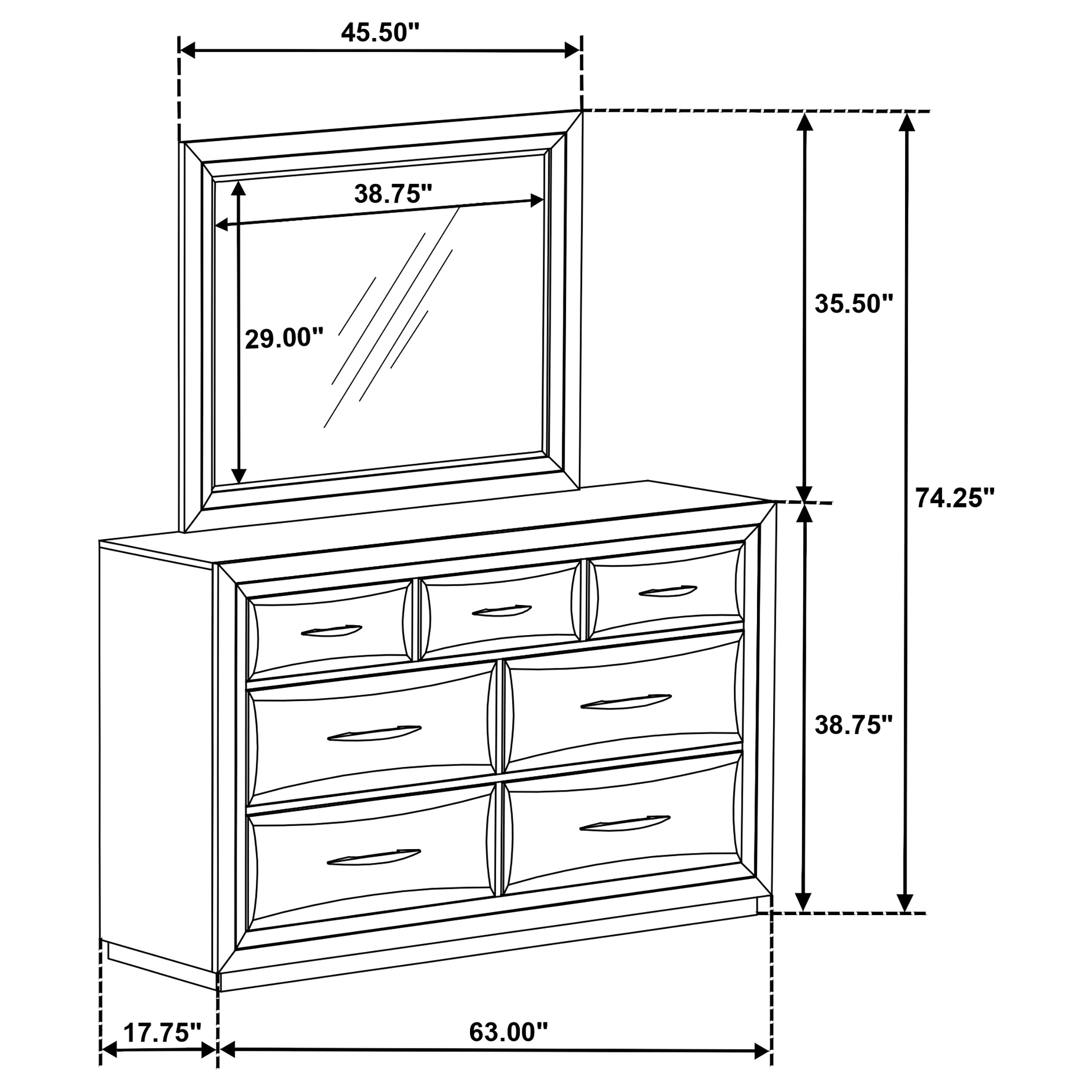Atlas 7-drawer Bedroom Dresser and Mirror Set Dark Oak — view 13