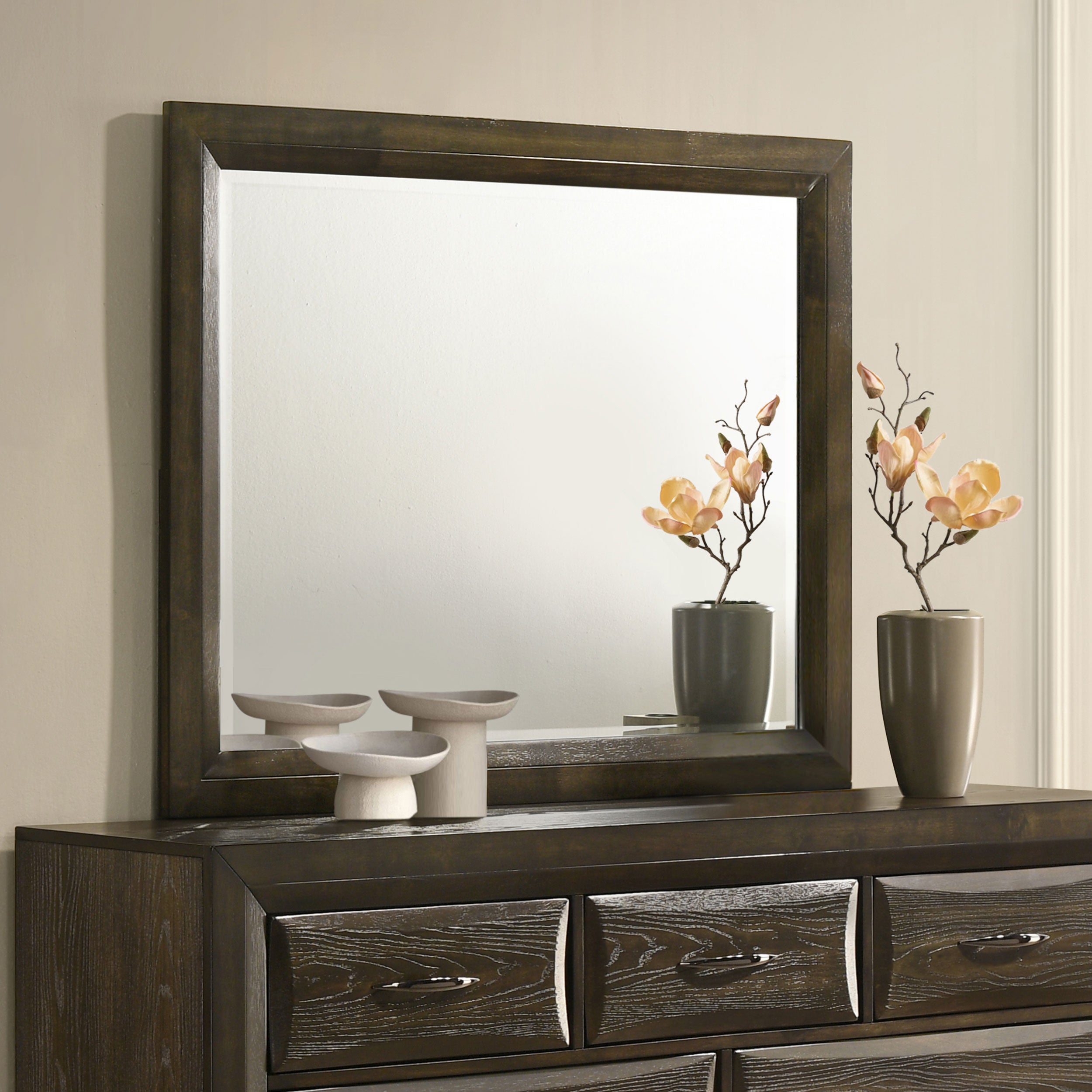 Atlas Bedroom Dresser Mirror Dark Oak — view 2
