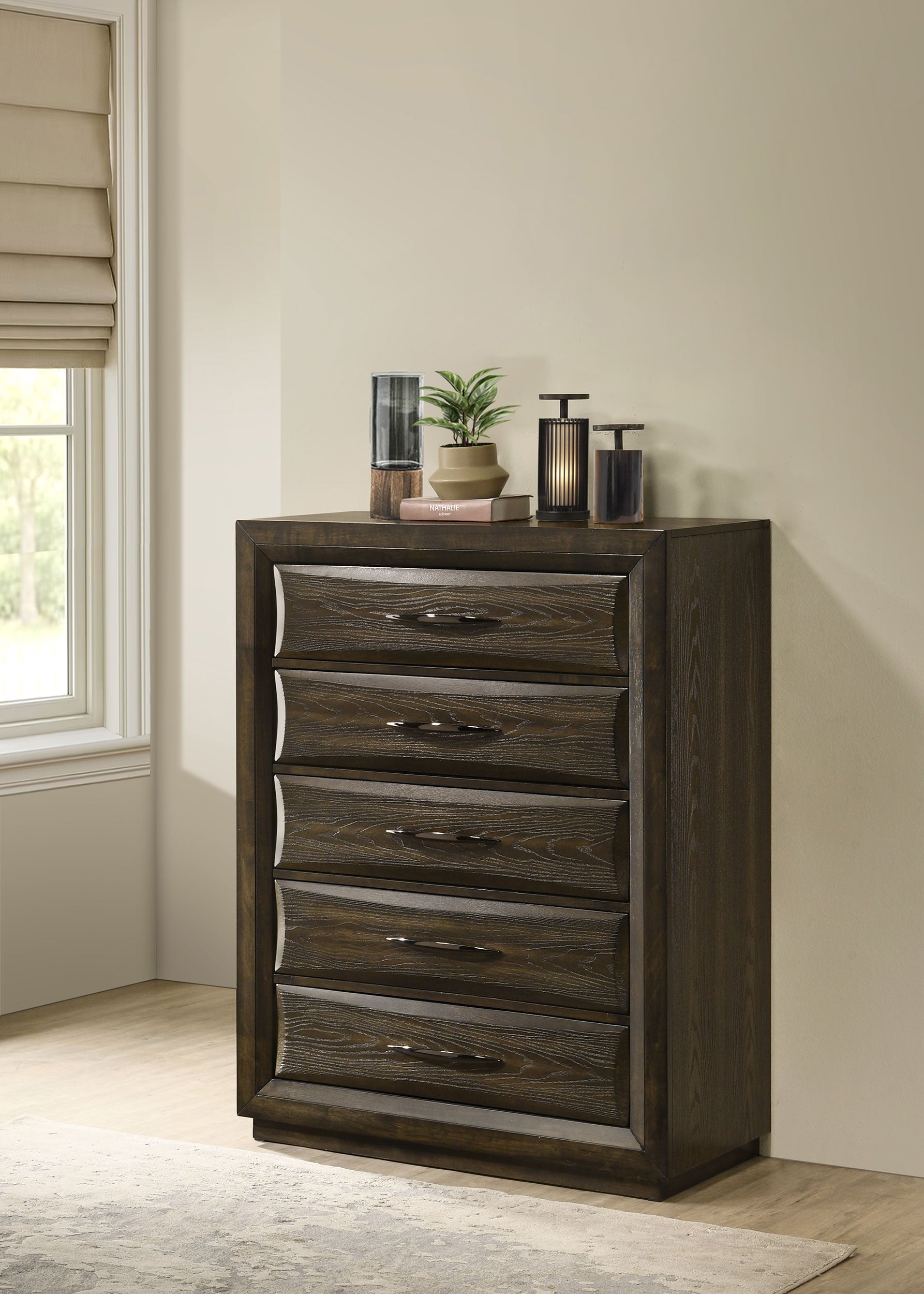 Atlas 5-drawer Bedroom Chest of Drawers Dark Oak — view 2