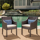Outdoor Rattan Dining Chair With Straight Legs And Sloped Arms (Sey of 2)