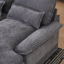 U Shaped Sofa With Console, Cupholders, USB Ports, 6 Seat, Bronzing Suede & Chenille