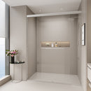 Double Sliding Shower Door, Semi-Frameless Bypass Bathroom Sliding Door With 1/4" (6 Mm) Tempered Glass For Walk-In Shower