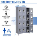 12 Door Lockers With Lock For Secure Storage Construction - Gray