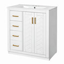 Ceramic Sink Combo, Freestanding Vanity Set With 3 Drawers & Soft Closing Doors