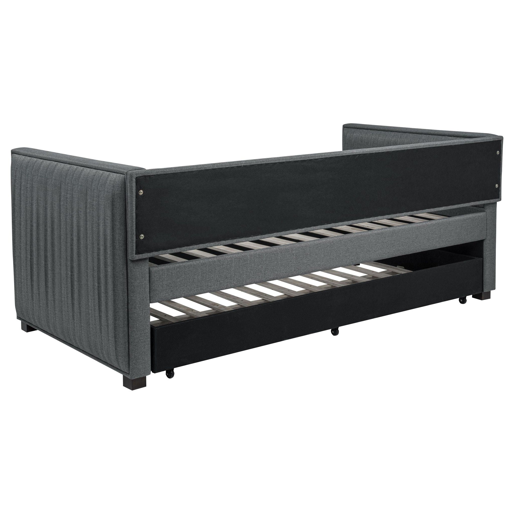 Brodie Upholstered Twin Daybed with Trundle Grey
