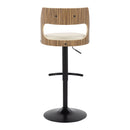 Cecina - Contemporary Adjustable Barstool With Swivel With Rounded T Footrest (Set of 2) - Black / Zebra / Cream