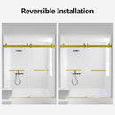 Frameless Double Sliding Soft Close Shower Door, Tempered Glass