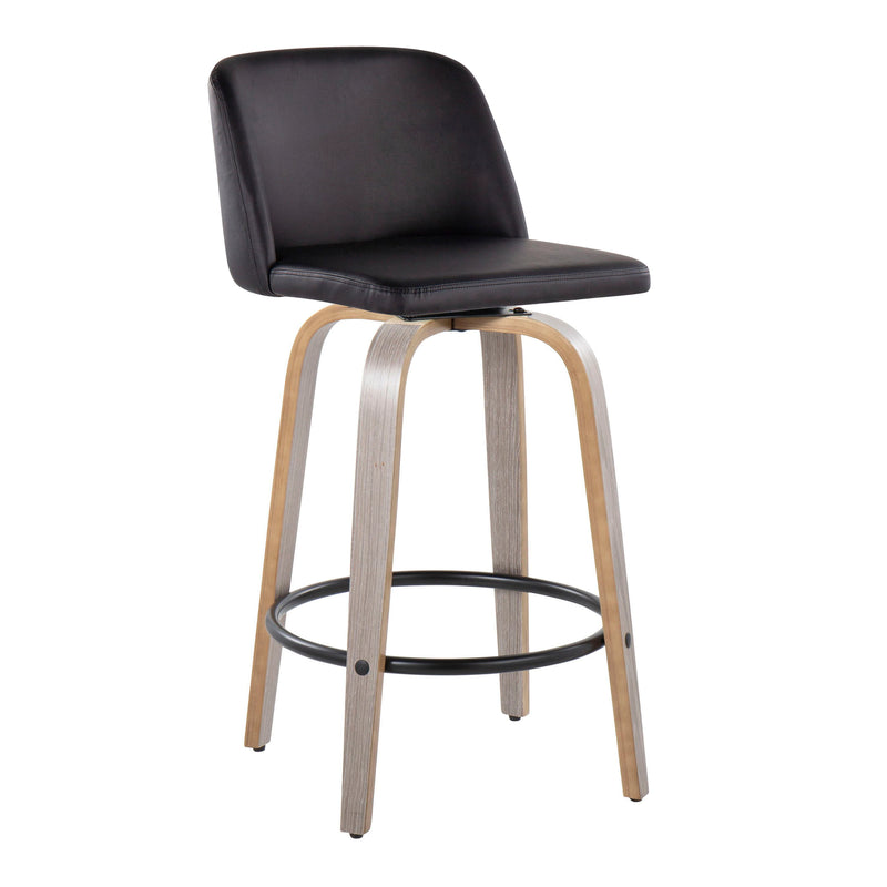 Toriano - Contemporary Fixed Height Counter Stool With Swivel & Round Footrest (Set of 2)