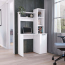 Muncy Computer Desk with Ample Work Surface, Hutch Storage and Single Door Cabinet with 3-Tier Shelves, Black