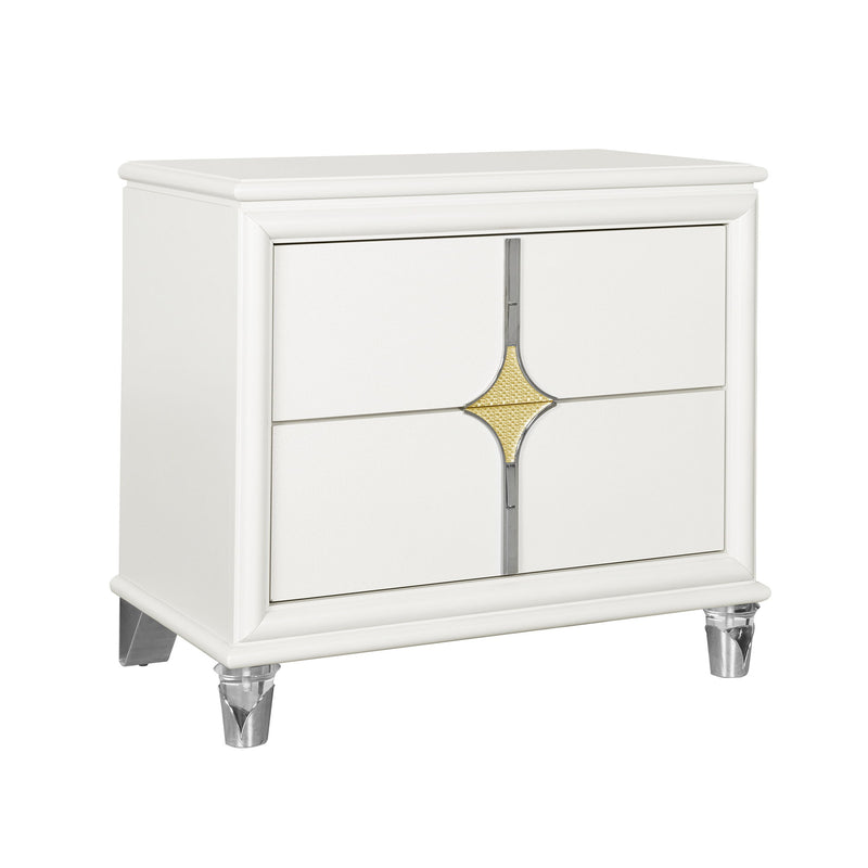 Uriuni - 5 Piece King Bedroom Set With LED Lighting And Panel Headboard - Gold / White
