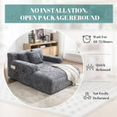 Chenille Interior Lazy Sofa Chaise Longue Armchair With 3 Pillows And Armrests