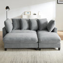 Upholstered L Shaped Sectional Sofa With Storage, Movable Ottoman, And 6 Throw Pillows