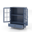 Minimalist Buffet Cabinet With Double Glass Doors And Drawer