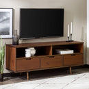 Mid-Century Modern Minimalist 3 Drawer Corner TV Stand For TVs Up To 58