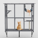 Large Walk In Outdoor Catio For Cats With Roof And 3 Access Doors - Gray