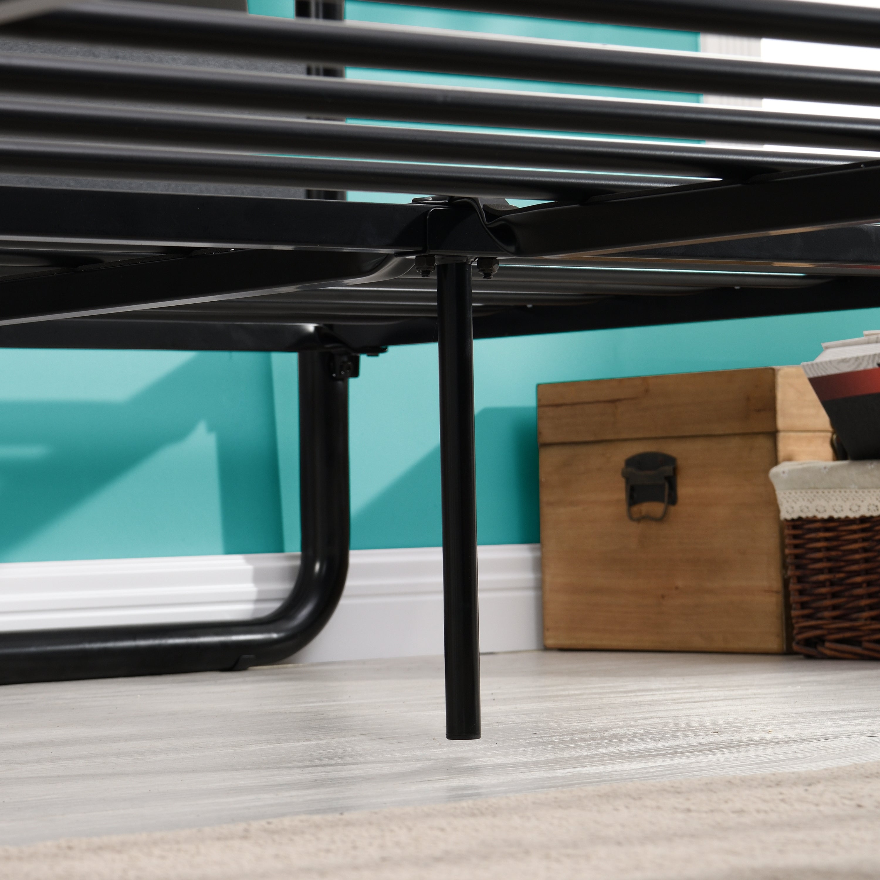 Industrial Platform Queen Bed Frame/Mattress Foundation with Rustic Headboard and Footboard, Strong Steel Slat Support, No Box Spring Needed, Noise Free, Easy Assembly - Atlantic Fine Furniture Melbourne FL