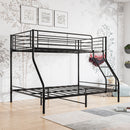 Heavy Duty Twin-Over-Full Metal Bunk Bed, Easy Assembly with Enhanced Upper-Level Guardrail, Black