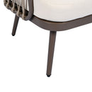 4 Piece Outdoor Patio Furniture Set, Metal Chairs With Woven Rope U Shaped Backrest