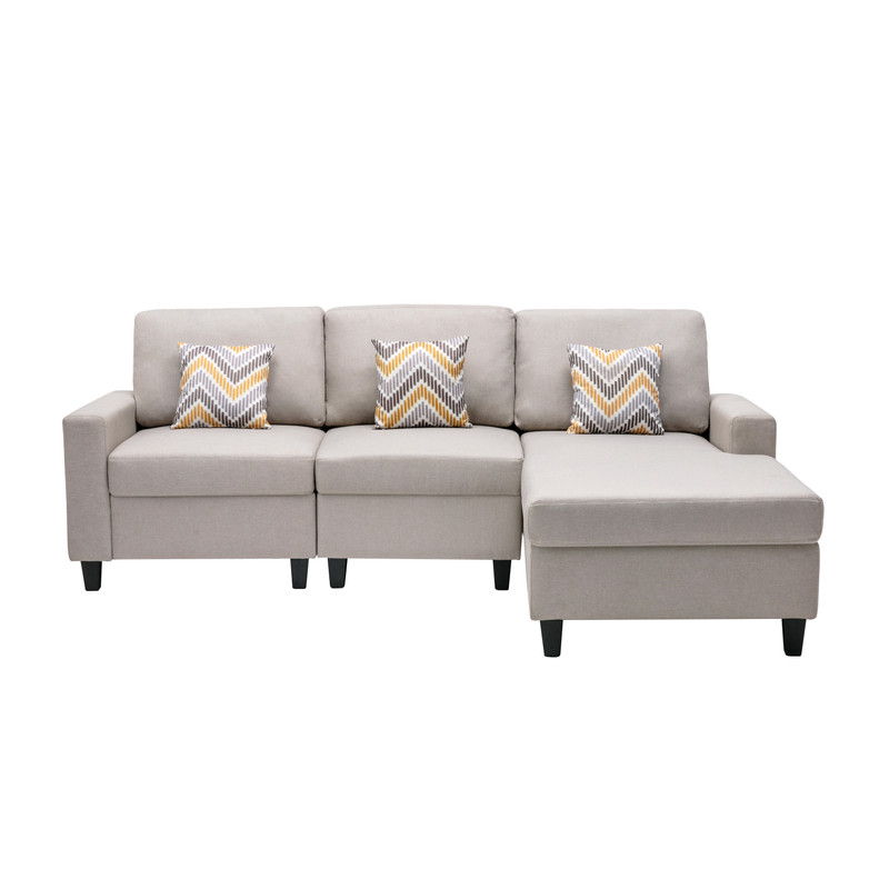 Nolan - Fabric 3 Piece Reversible Sectional Sofa