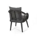 Outdoor Accent Chair With Aluminum Frame And Rattan Seating