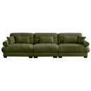 Modern Velvet Sofa With Bolstered Armrests And Pillows
