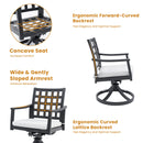 Modern Classic Outdoor Dining Swivel Rockers With Sunbrella Cushion, Lattice Design, Weather Resistant Frame (Set of 2) - Ember Black