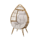 Basket Chair With Teardrop Shape And Water Resistant Cushion - Natural