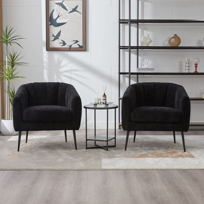 Vanity Barrel Accent Lounge Chair - Black