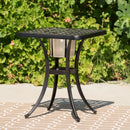 Outdoor Cast Aluminum Bistro Table With Ice Bucket - Black Copper