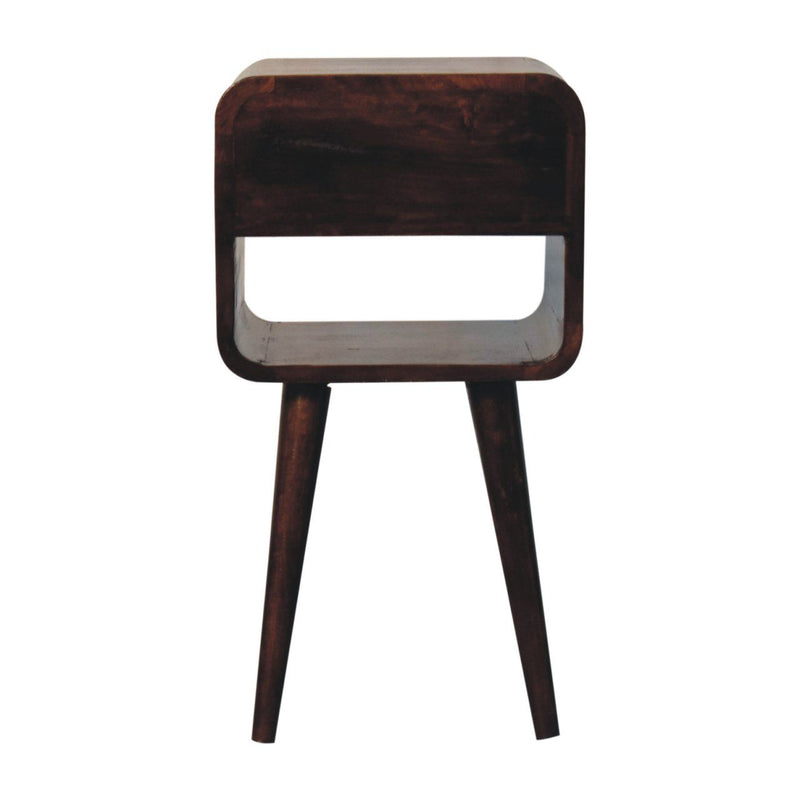 Mini California Curved Nightstand Wth Lower Slot