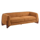 Contemporary Boucle Sherpa Sofa With Birch Wood Legs