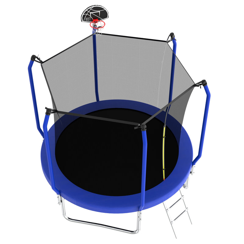 Trampoline With Basketball Hoop, Astm Approved Reinforced Type Outdoor Trampoline With Enclosure Net