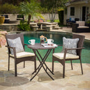 3 Piece Bistro Set With Water Resistant Cushions And 2 Chairs - Brown Multi