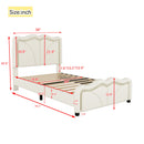 Upholstered Platform Bed & Curve Shaped And Height Adjustable Headboard, LED Light Strips