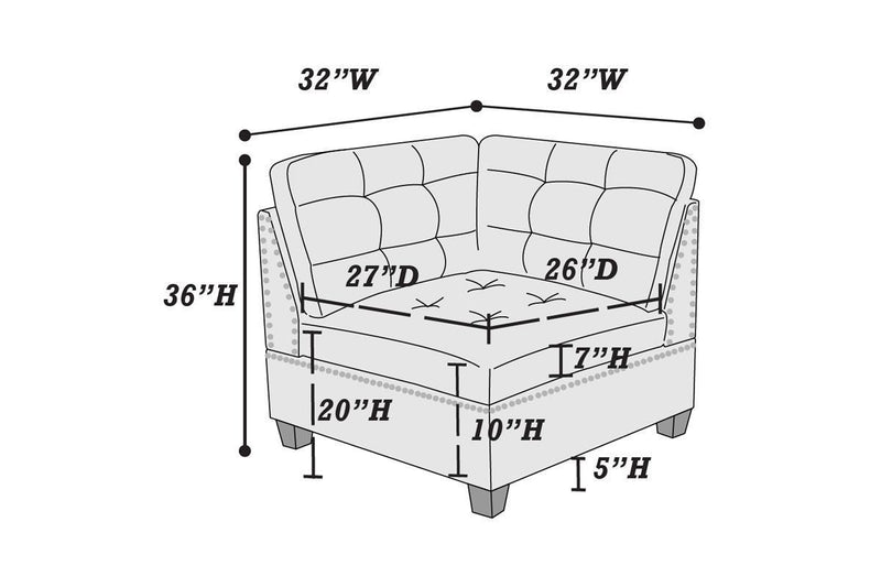 Modular Sofa Set 6pc Set Living Room Furniture Sofa Loveseat Tufted Couch Nail heads Black Coffee Linen Like Fabric 4x Corner Wedge 1x Armless Chair and 1x Ottoman