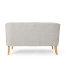 Modern Fabric Loveseat With Sloped Armrests For Living Room - Beige