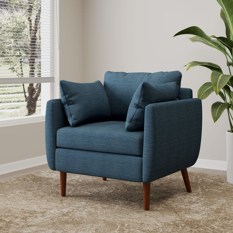 Luminate - Upholstered Fabric Club Chair With Tapered Legs And 2 Accent Pillows