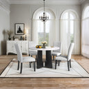 5 Piece Round Dining Table Set, Modern Dining Table And 4 Upholstered Chairs For Dining Room