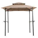 Outdoor Grill Gazebo With Double Tier Soft Top Canopy, Steel Frame, Bar Counters & Hook