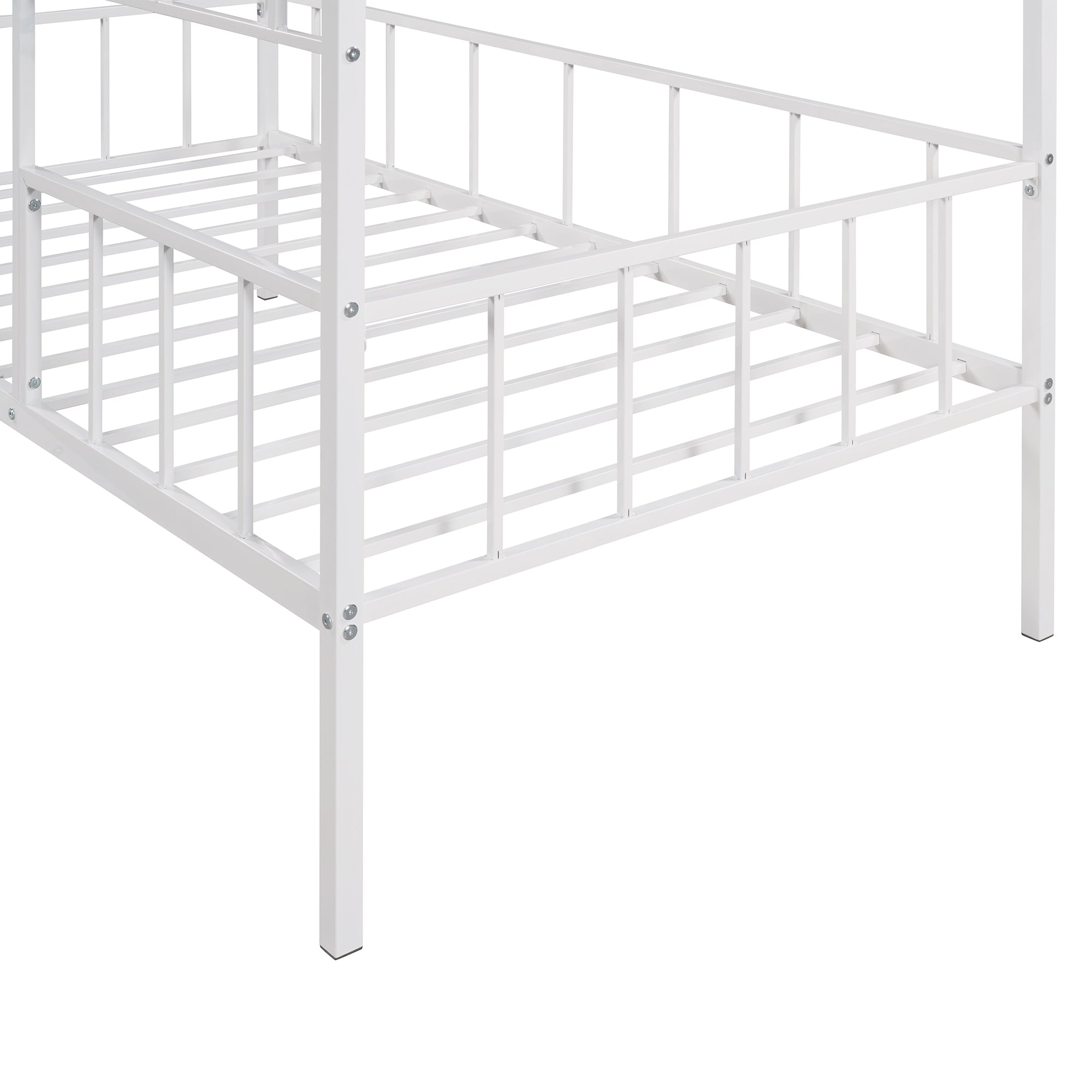 Metal House Bed Frame Twin Size with Slatted Support No Box Spring Needed White - Atlantic Fine Furniture Melbourne FL