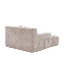 Chenille Interior Lazy Sofa Chaise Longue Armchair With 3 Pillows And Armrests