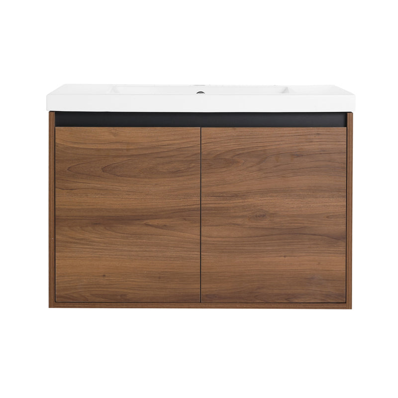 Bathroom Vanity Set With Resin Countertop Sink And 2 Doors, Engineered Wood