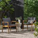 Tranquilize - Outdoor Wooden Club Chair With Woven Wicker Seat And Back (Set of 2) - Light Brown