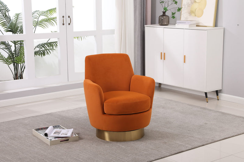 Swivel Barrel Chair, Swivel Accent Chairs Armchair For Living Room, Reading Chairs For Bedroom Comfy, Round Barrel Chairs With Gold Stainless Steel Base