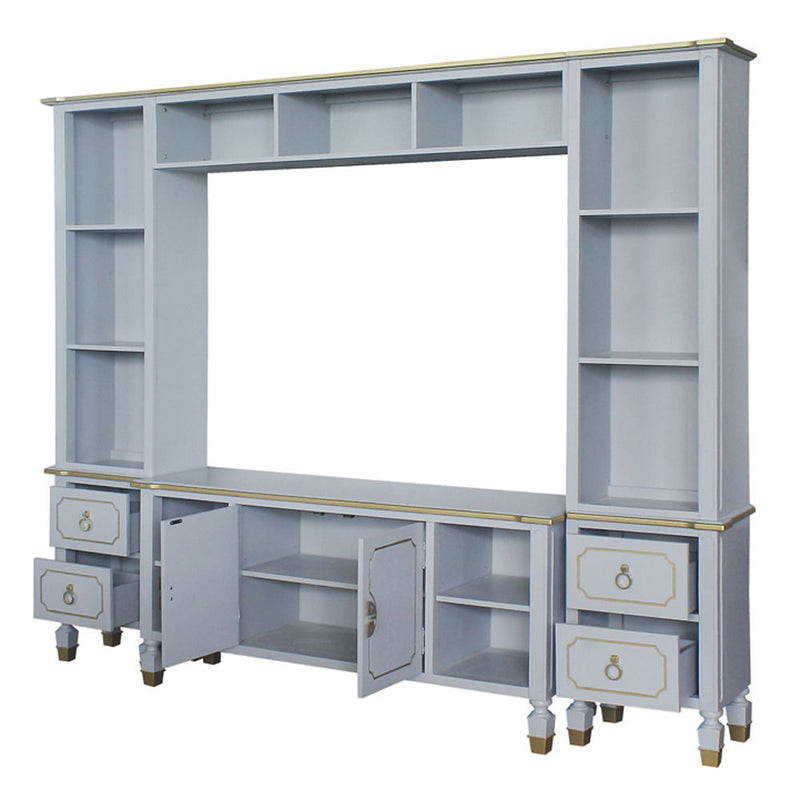 House - Marchese Entertainment Center - Pearl Gray Finish - Atlantic Fine Furniture Inc