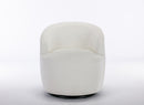 Chenille Fabric Swivel Accent Armchair Barrel Chair With Powder Coating Metal Ring