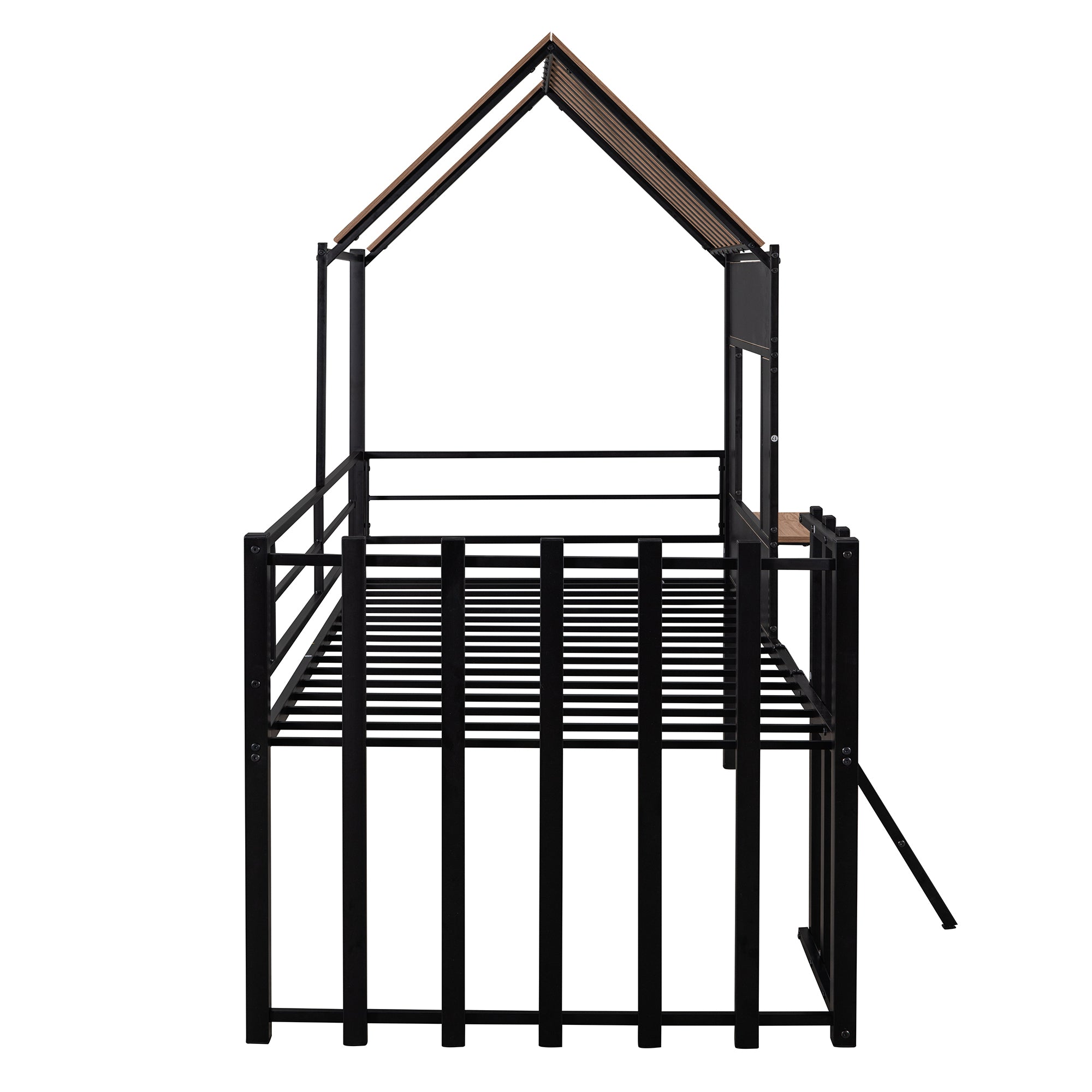 Metal Twin size Loft Bed with Roof, Window, Guardrail, Ladder Black - Atlantic Fine Furniture Melbourne FL