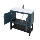 Modern Freestanding Bathroom Vanity With Ceramic Sink, Hot And Cold Faucet, Storage Cabinet & Open Shelf
