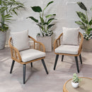 Outdoor Accent Chair With Aluminum Frame And Rattan Seating